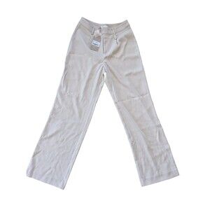 NEW Meshki Minu Mid Rise Wide Leg Women Sz 0 XS/XXS Pant White Ivory Formal Work